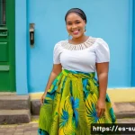 수리남에서 가장 인기 있는 유튜버와 인플루언서 - **"A stylish, confident young Surinamese woman, in her mid-20s, poses on a vibrant street in Paramar...